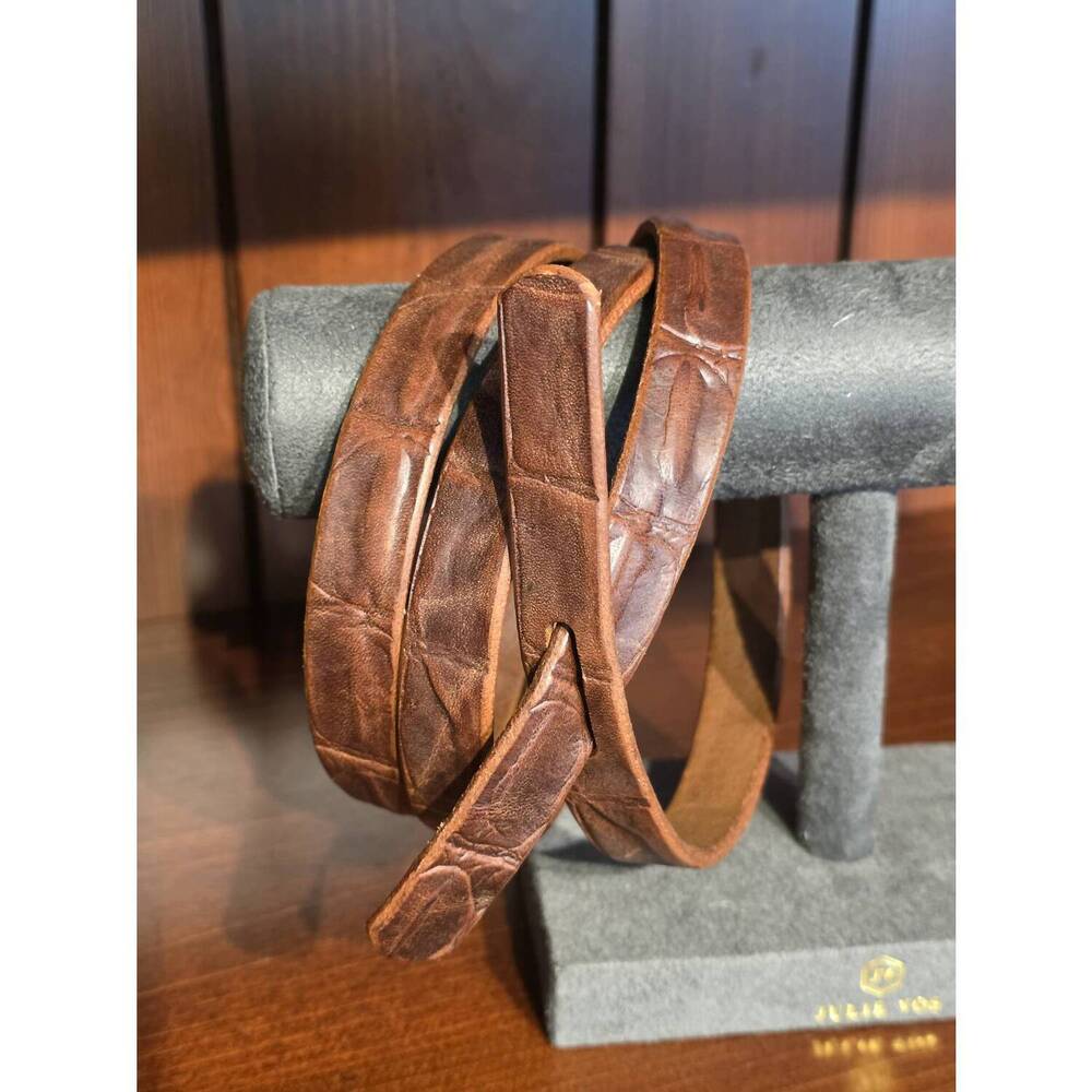 NEW WILD CARROT leather wrap belt in brown croc
